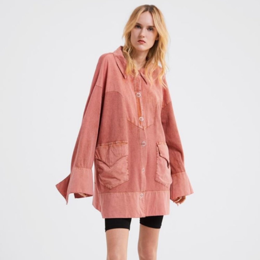 ZARA Washed Effect Shirt Dress